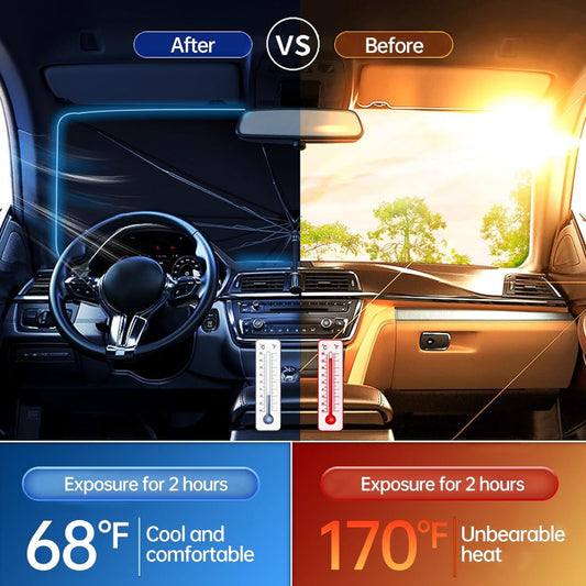 Al Baraqah™ - Car Care Foldable Windshield Sunshade Umbrella – All-Weather UV Blocker & Thermal Shield